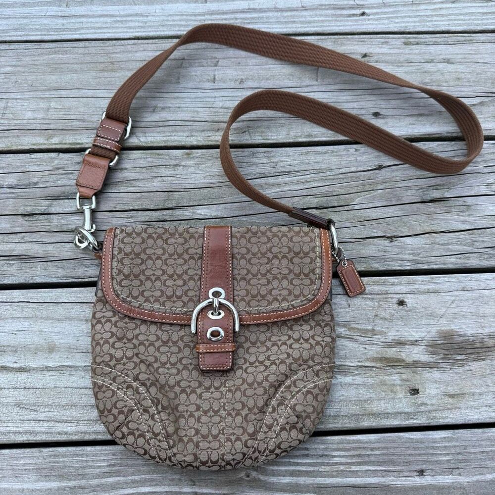 Coach Signature Mini Soho Buckle Crossbody Bag Brown Tan